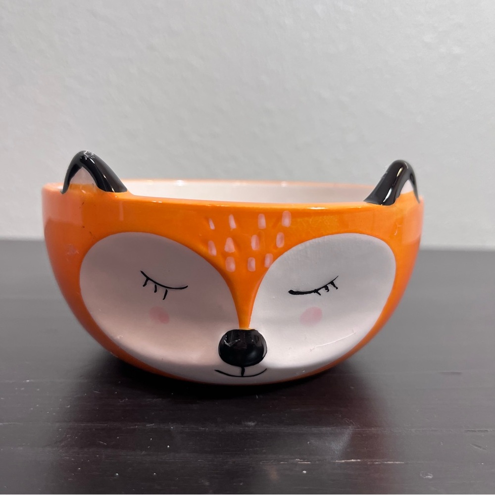 Winkee Fox Ceramic Bowl in Orange and Black